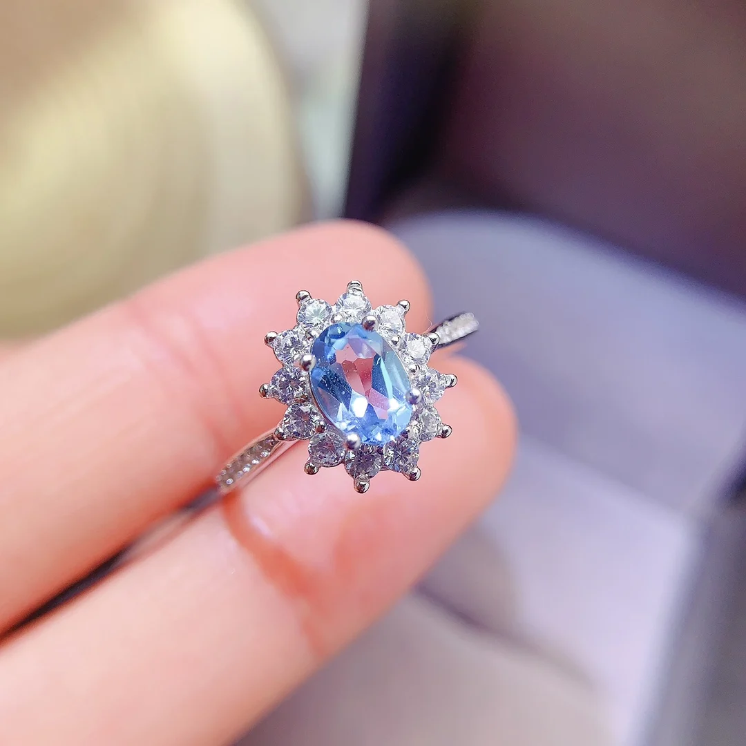 Natural Topaz Starburst Halo Ring - view 2
