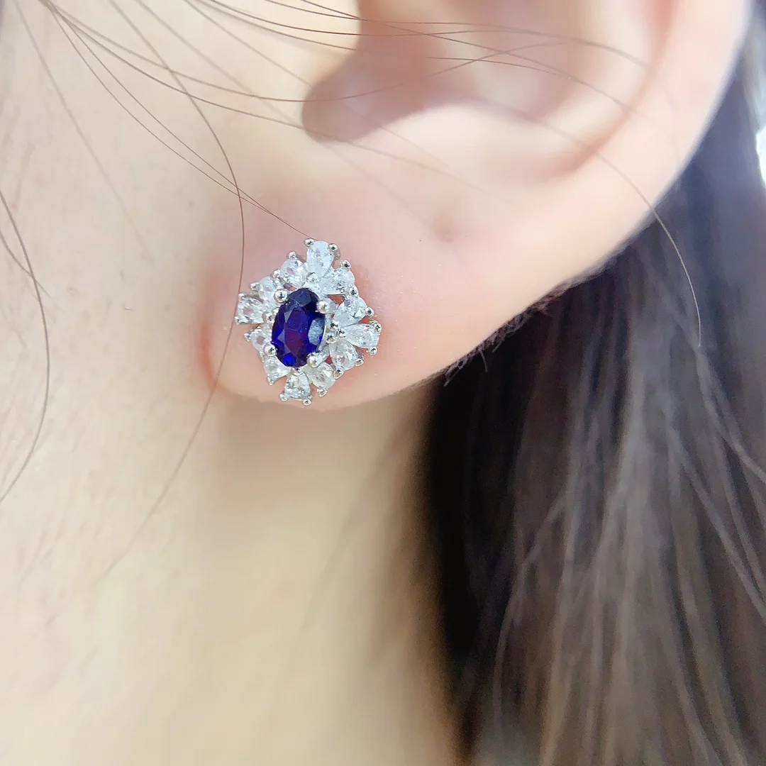 Natural Sapphire Bloom Stud Earrings - view 5