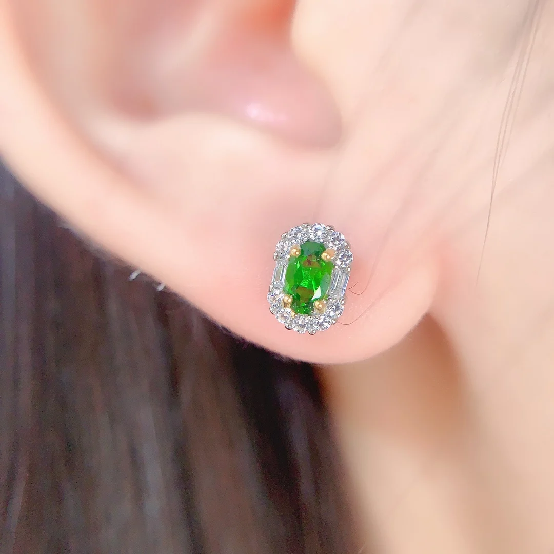 Natural Diopside Luxe Stud Earrings - view 3