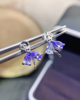Natural Tanzanite Bow Stud Earrings