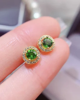 Natural Diopside Court Stud Earrings