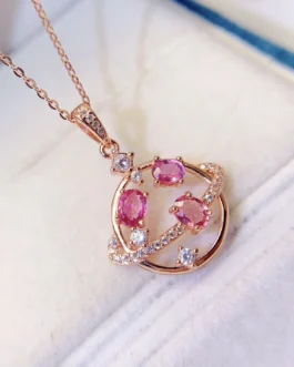 Natural Sapphire Orbit Pendant Necklace