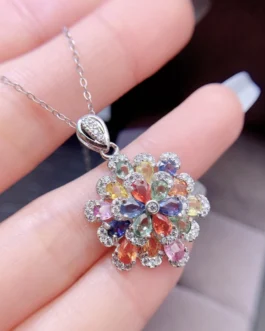 Natural Sapphire Rainbow Cluster Pendant