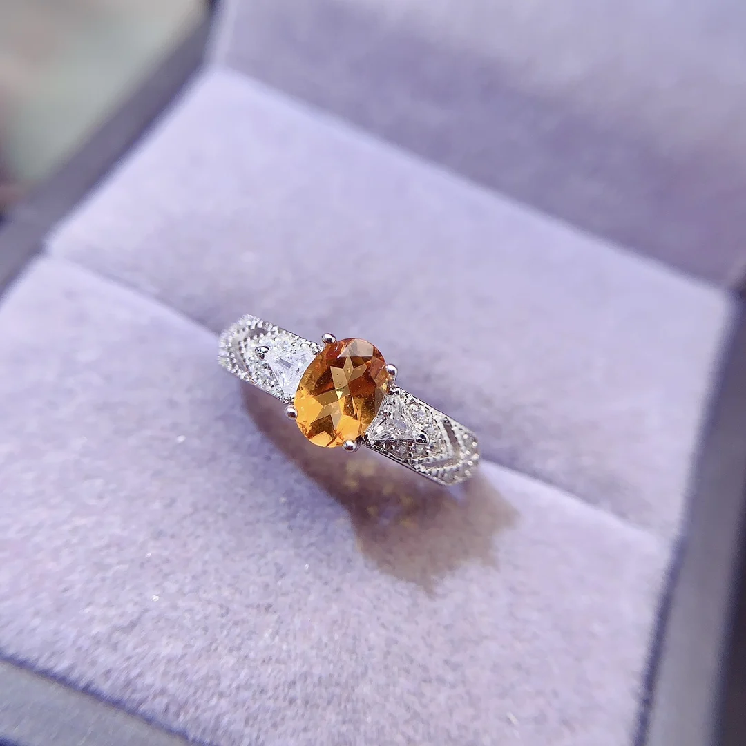 Natural Citrine Engagement Oval Ring - view 3