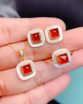 Natural Garnet Delicate Jewelry Set