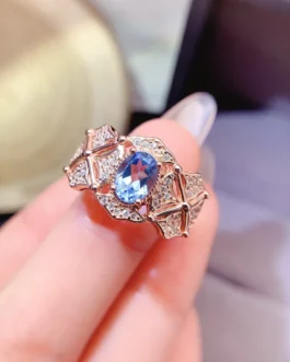 Natural Topaz Openwork Band Ring