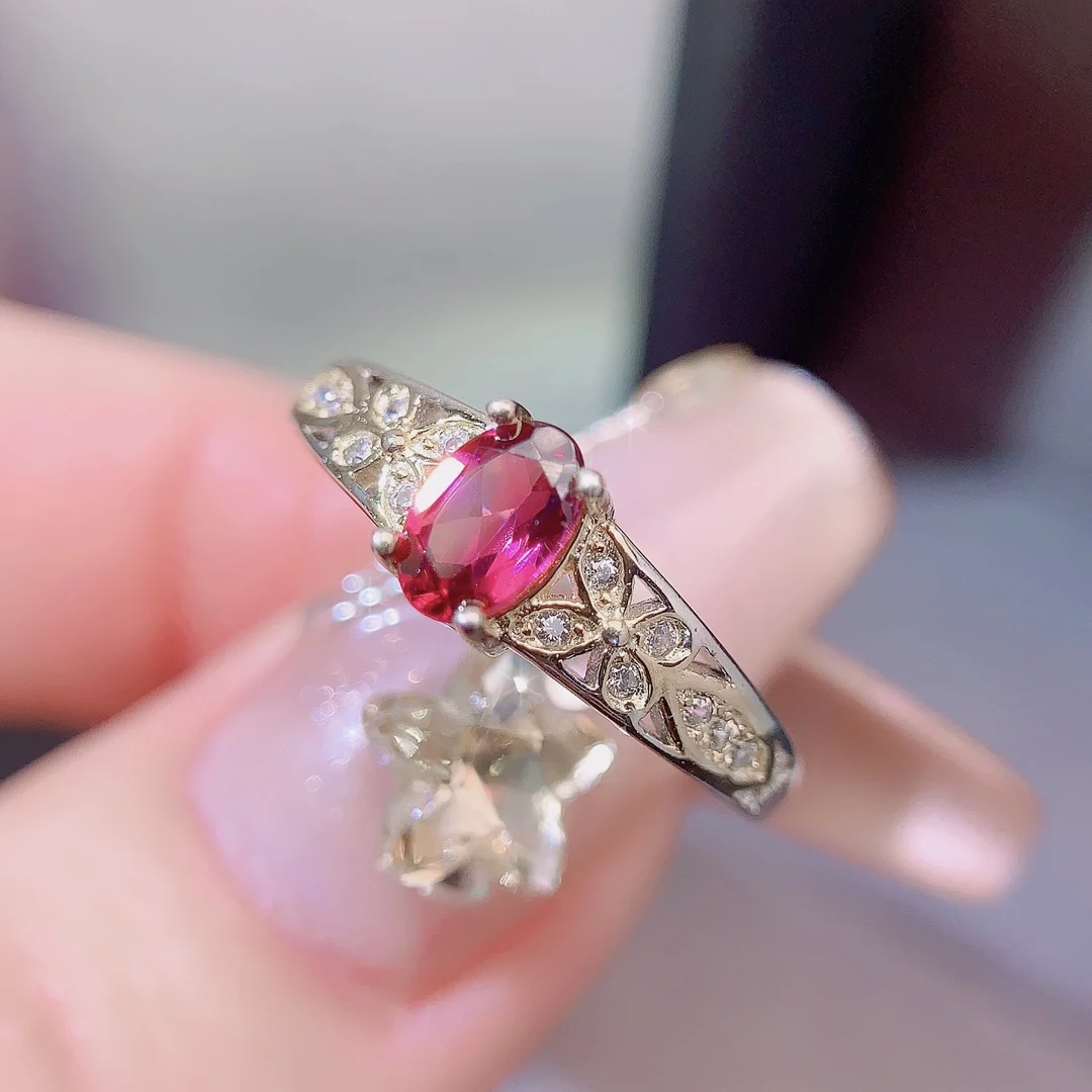 Natural Garnet Leaf Accent Ring - view 1