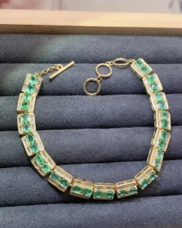 Natural Emerald Cut Tennis Bracelet