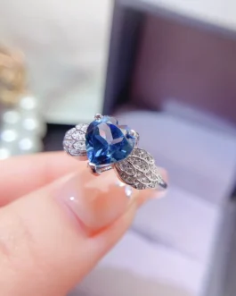 Natural Topaz Heart Wing Ring