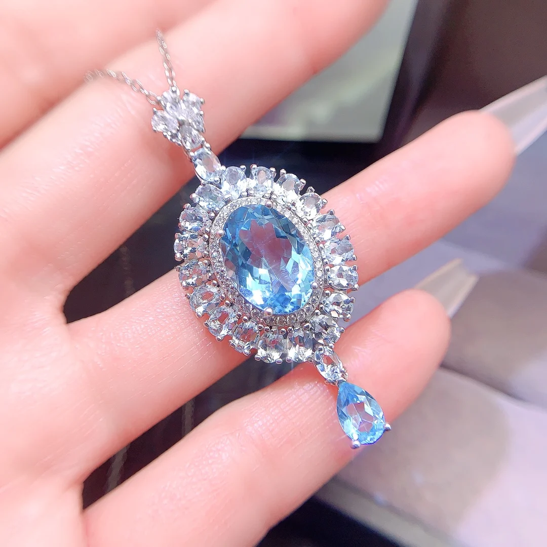 Natural Topaz Double Drop Pendant - view 1