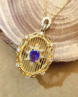 Natural Tanzanite Filigree Pendant Necklace