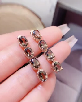 Natural Citrine Linear Drop Earrings
