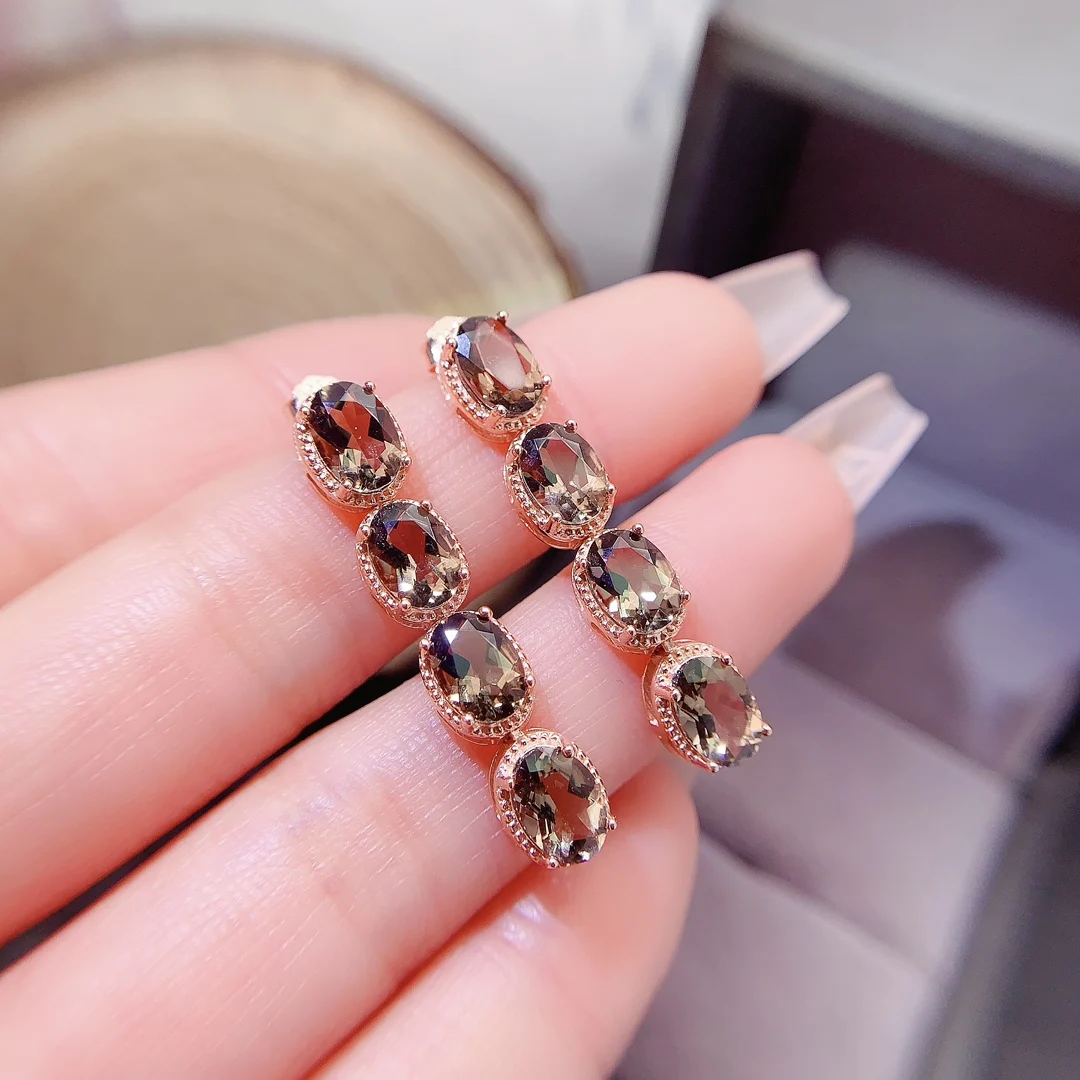 Natural Citrine Linear Drop Earrings - view 2