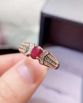Natural Ruby Geometric Shoulder Ring
