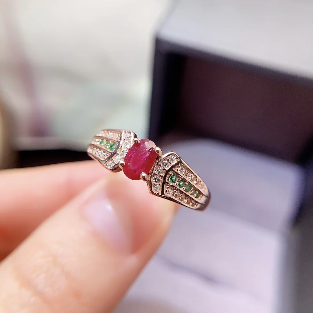 Natural Ruby Geometric Shoulder Ring - view 1