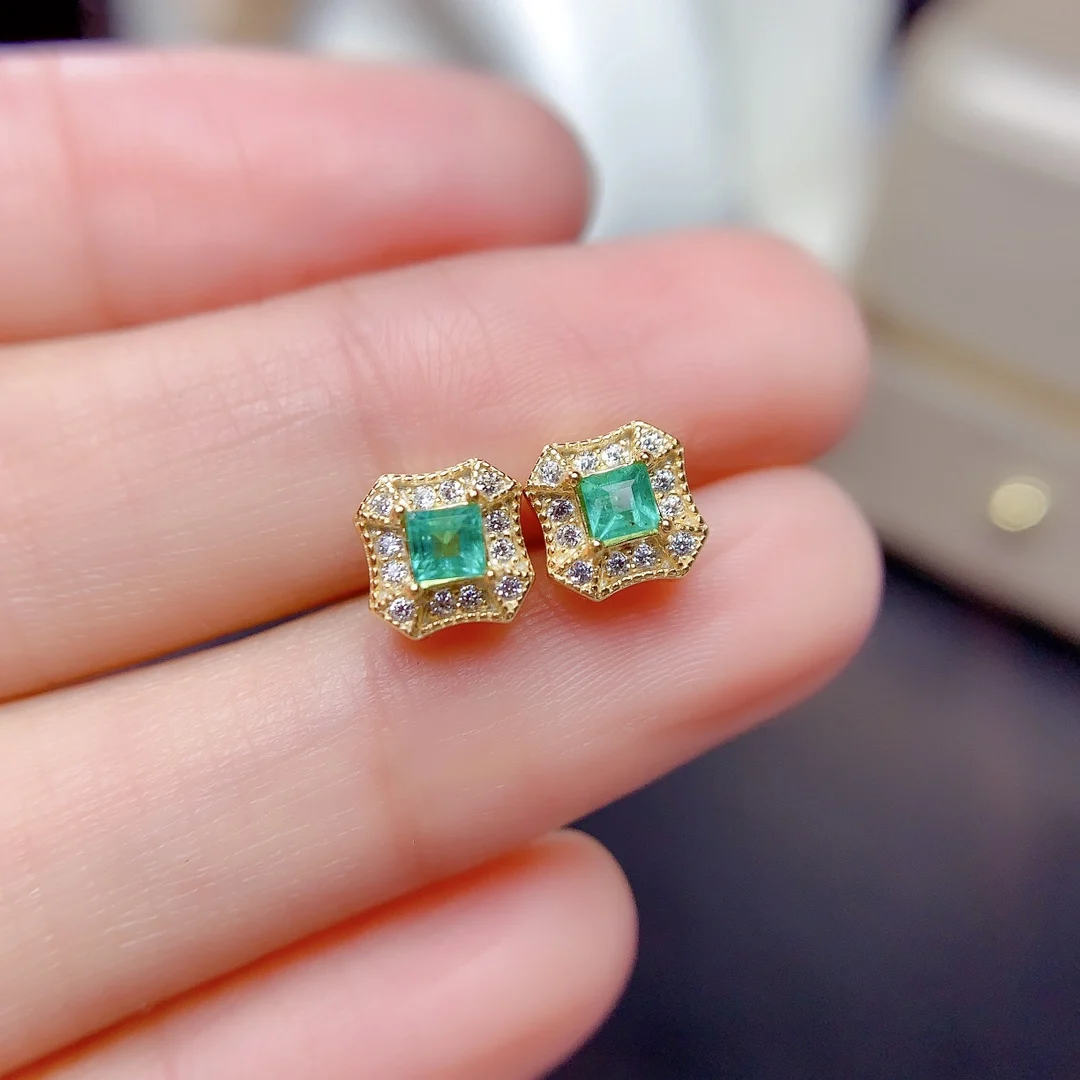 Natural Emerald Square Halo Set - view 6