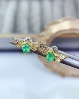 Natural Emerald Aura Stud Earrings