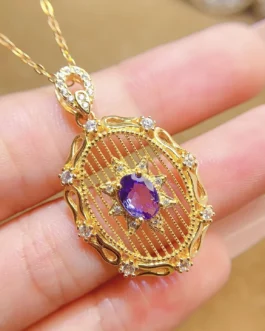 Natural Tanzanite Filigree Pendant Necklace