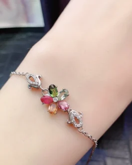 Natural Tourmaline Flower Cluster Bracelet