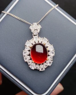 Natural Garnet Cabochon Pendant