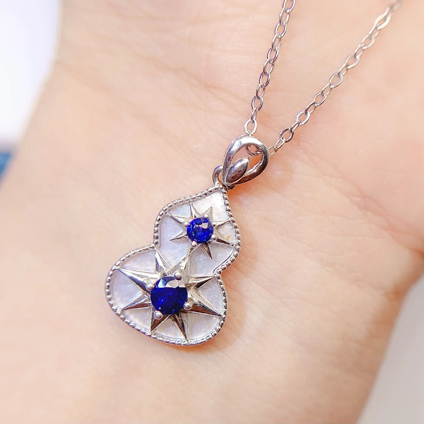 Natural Sapphire Vase Pendant Necklace - view 2