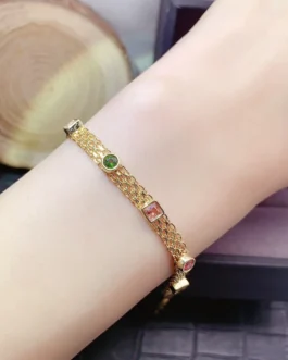 Natural Tourmaline Mesh Band Bracelet