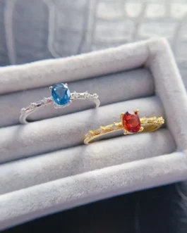 Natural Topaz Garnet Oval Ring