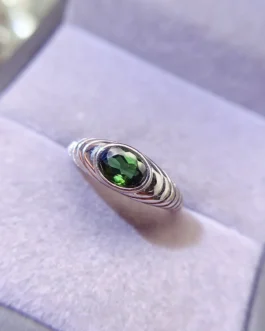 Natural Diopside Wide Band Ring