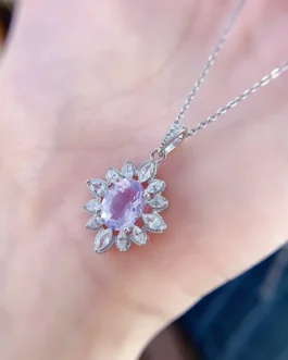 Natural Lavender Flower Halo Pendant
