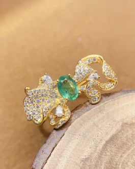 Pavé Bow Gemstone Ring
