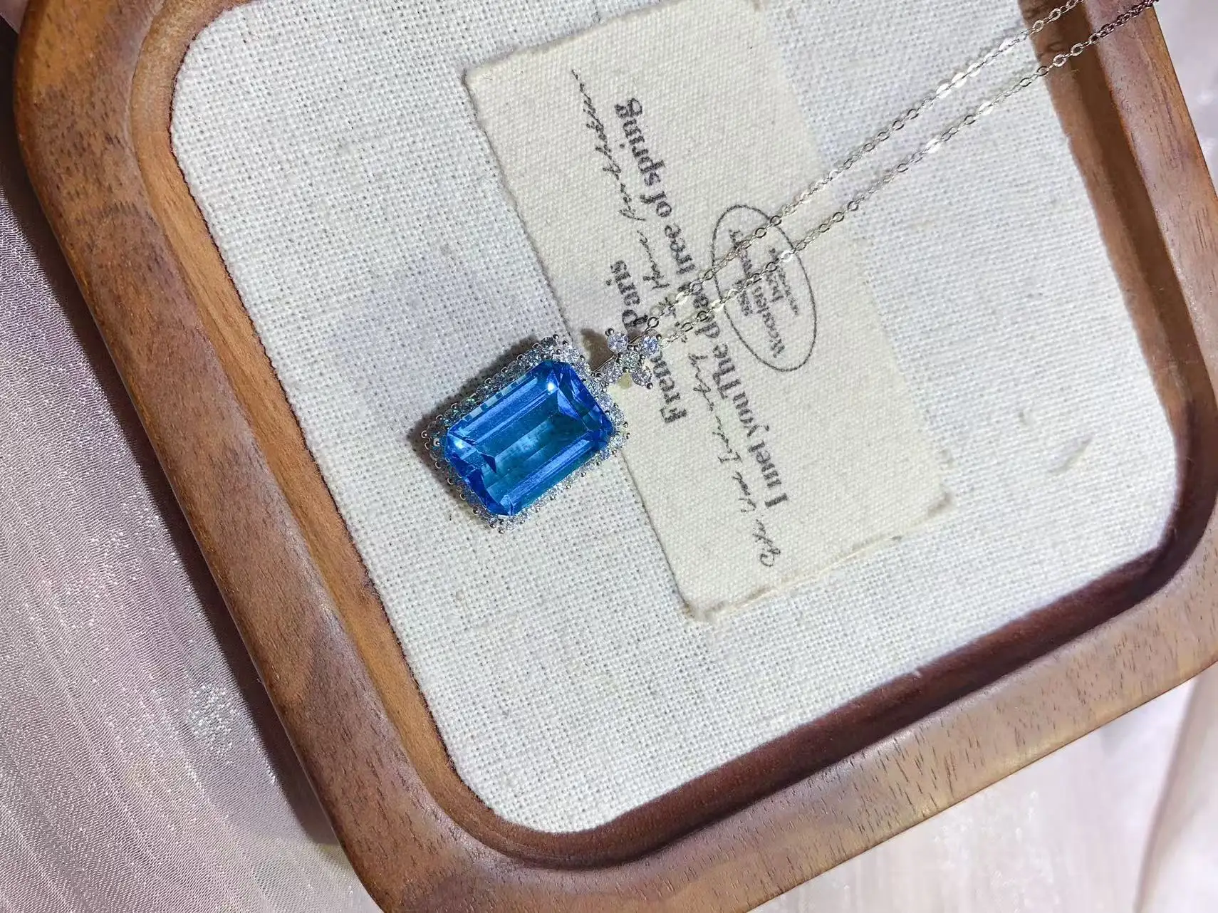Natural Topaz Rectangle Pendant Necklace - view 3