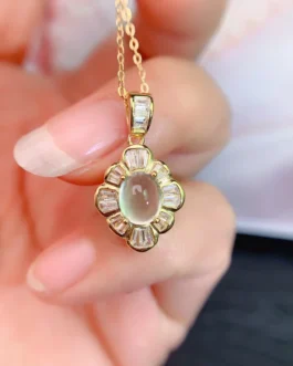 Natural Prehnite Flower Pendant