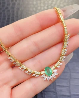 Natural Emerald Marquise Pendant Necklace