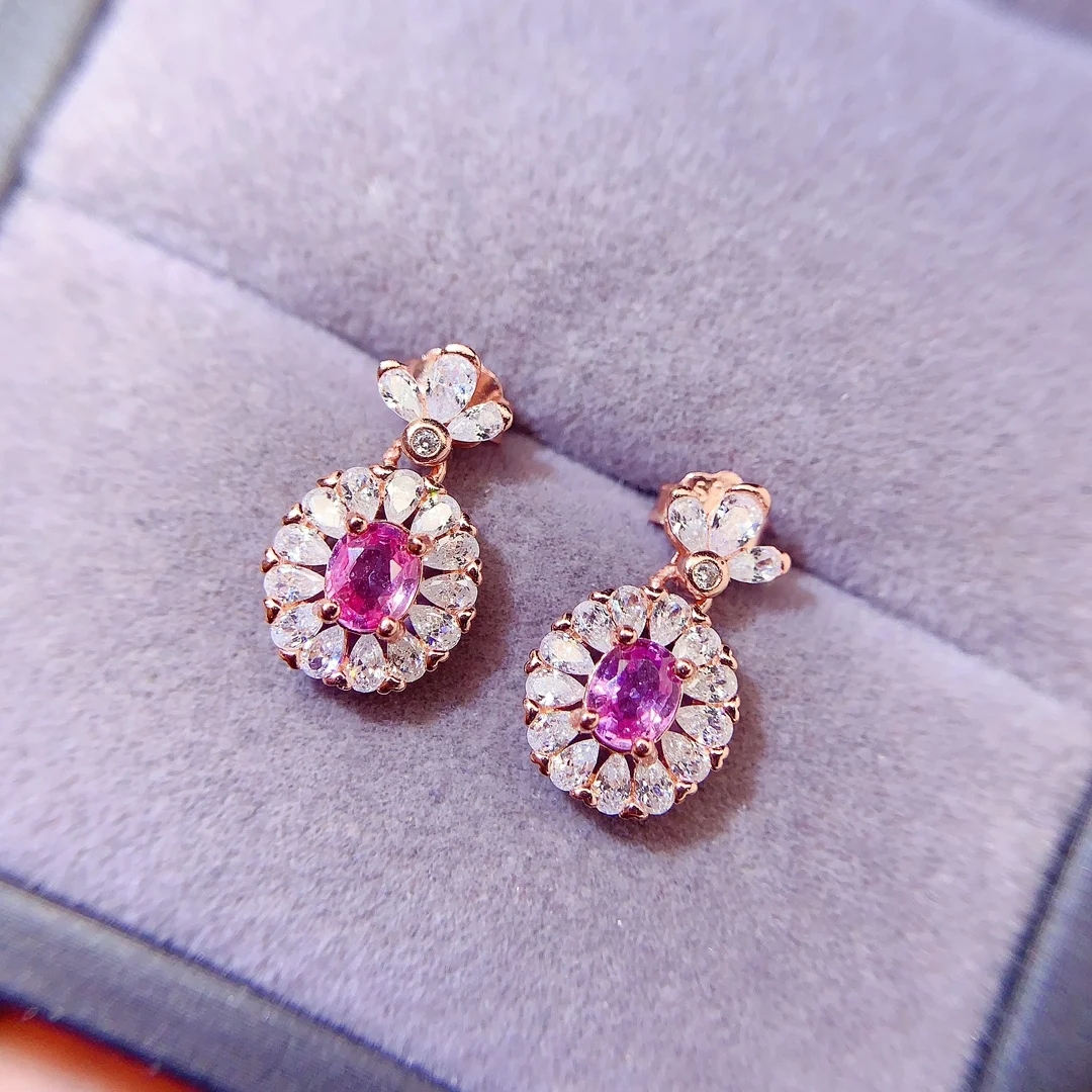 Natural Sapphire Pink Stud Earrings - view 5