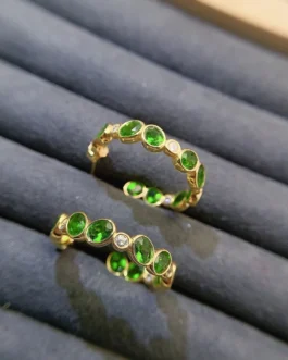 Natural Diopside Round Earrings
