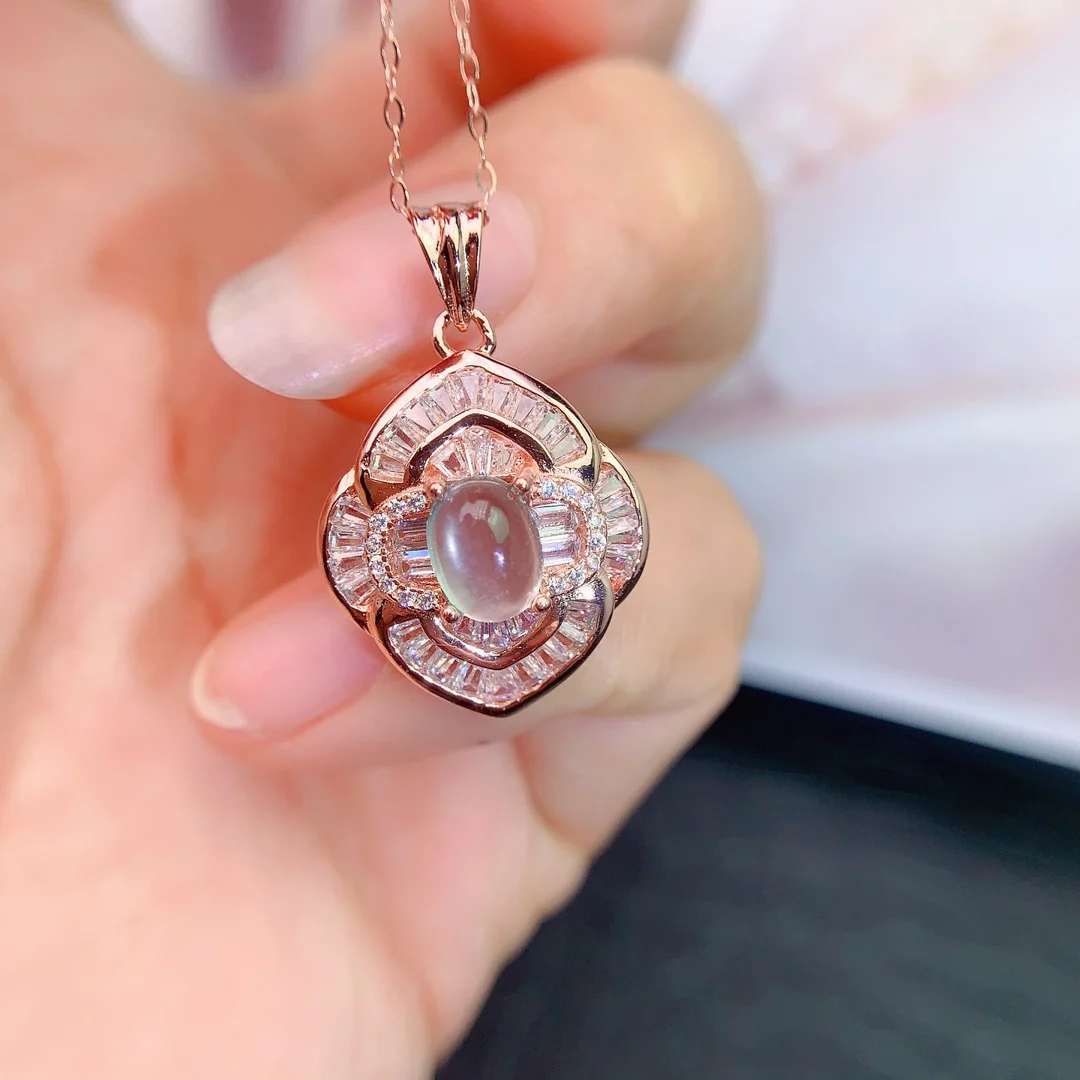 Natural Prehnite Geometric Pendant - view 3