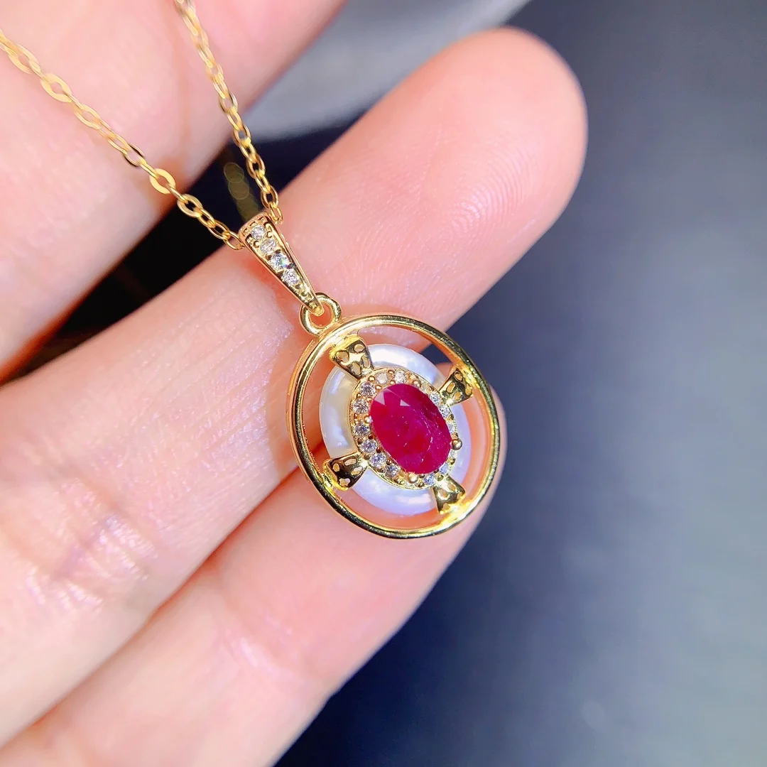Natural Ruby Orbit Pendant - view 1