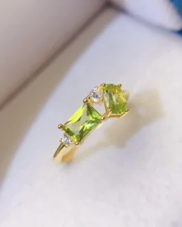 Natural Peridot Triple Rectangle Ring
