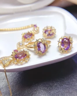 Natural Amethyst Luxury Jewelry Set