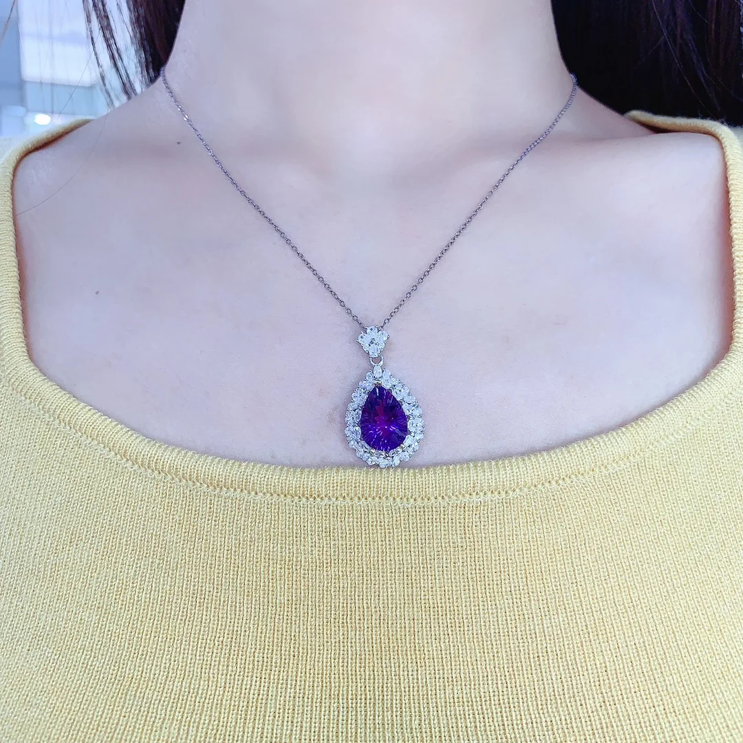 Natural Amethyst Teardrop Pendant - view 6