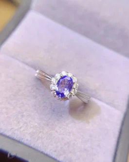 Natural Tanzanite Gold Band Ring