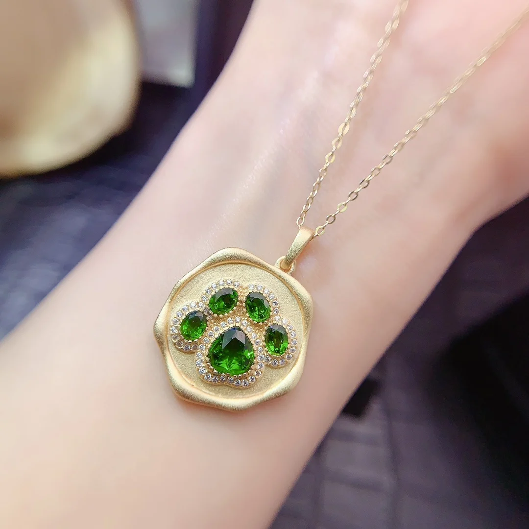 Natural Diopside Paw Pendant - view 5
