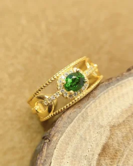 Diopside Wide Lattice Ring