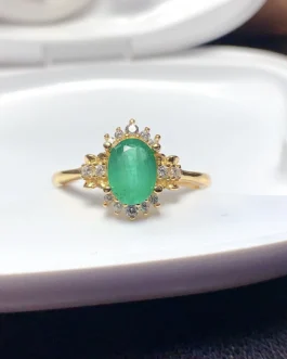 Natural Emerald Vintage Leaf Ring