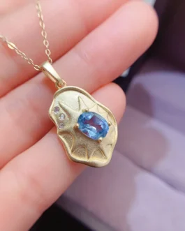 Natural Topaz Lotus Leaf Pendant