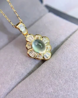 Natural Prehnite Flower Pendant