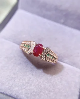 Natural Ruby Geometric Shoulder Ring