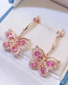 Natural Sapphire Pink Drop Earrings