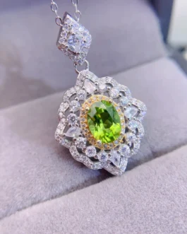 Natural Peridot Filigree Pendant