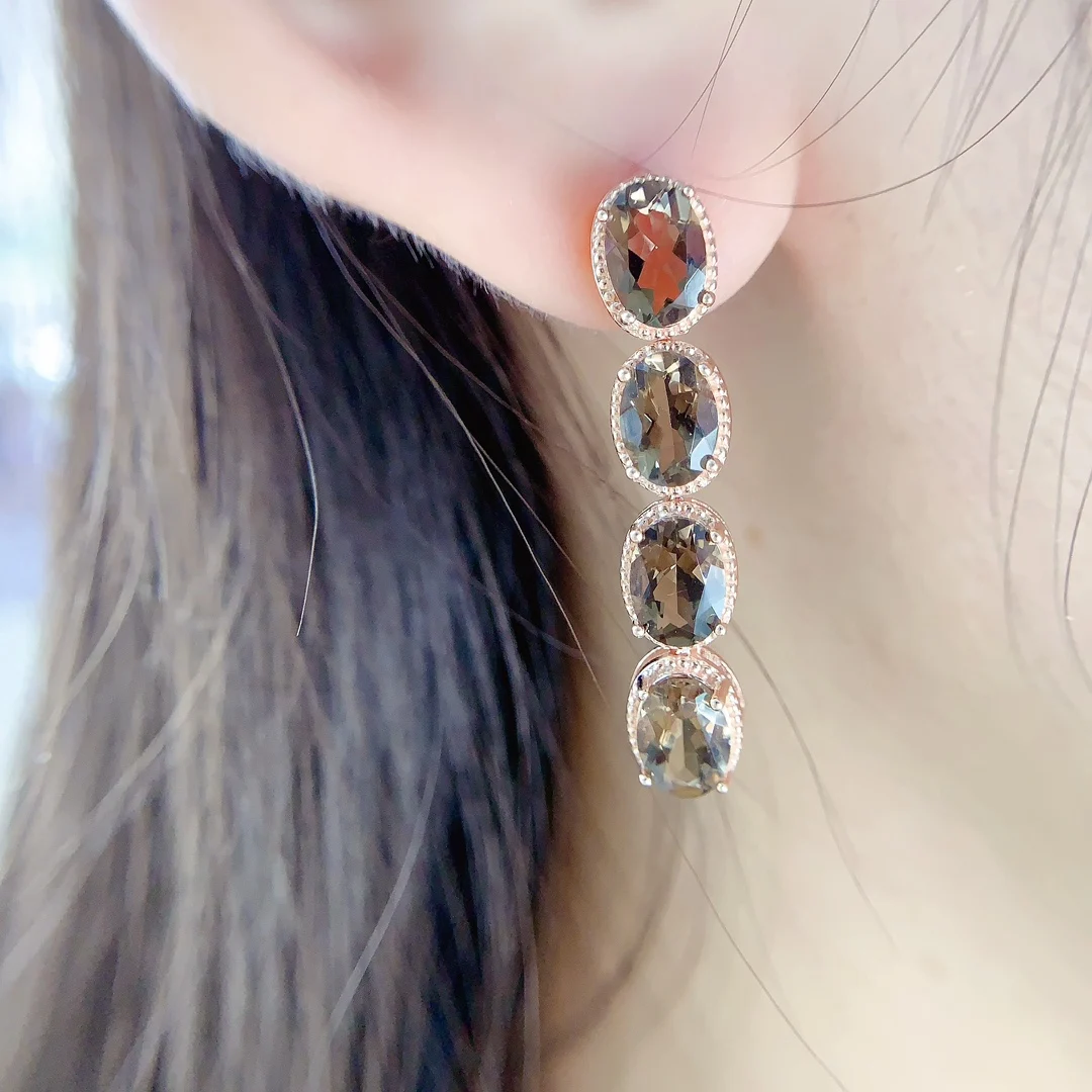 Natural Citrine Linear Drop Earrings - view 5